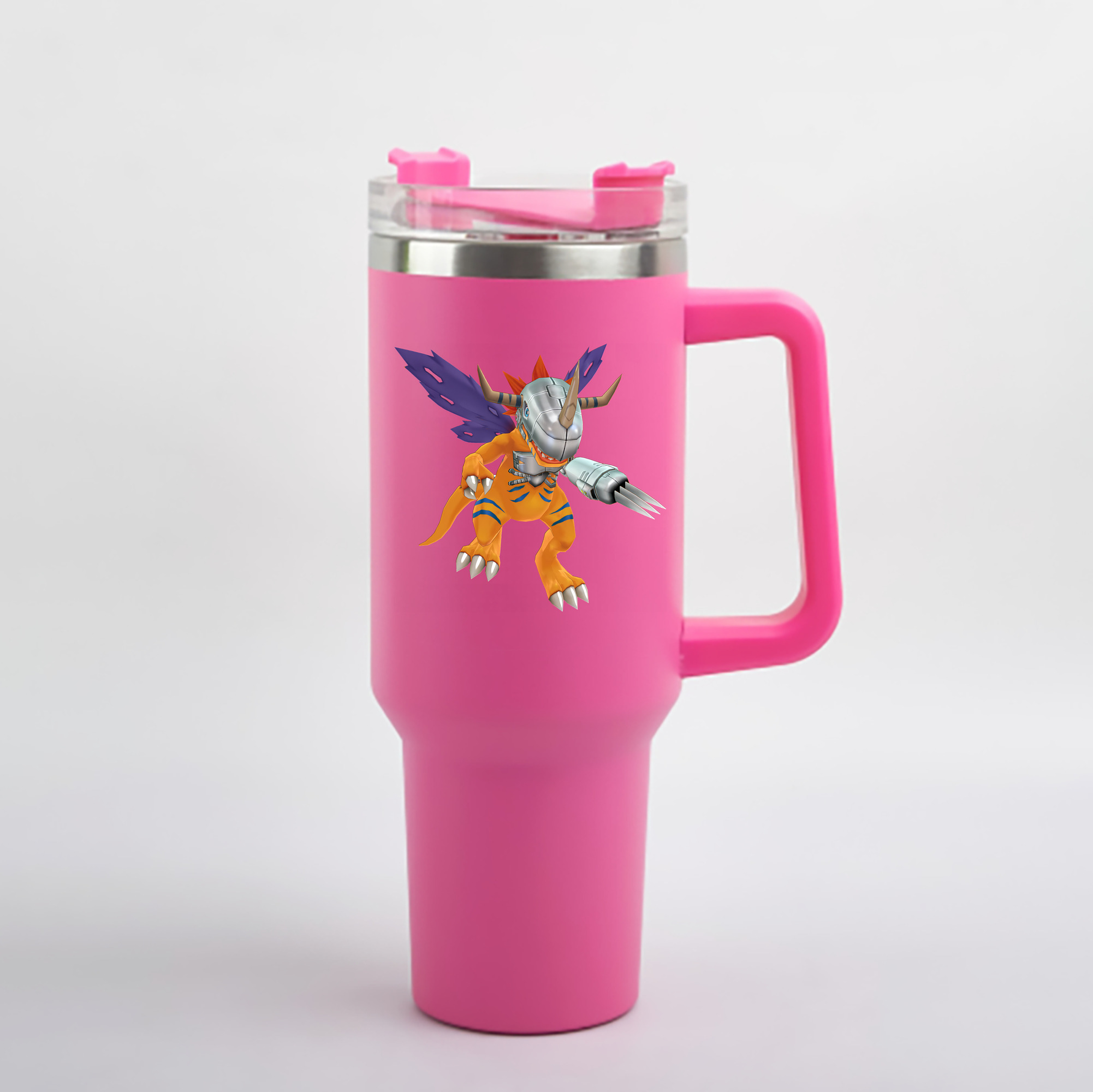 （画像用） Digimon デジタルモンスター/デジモン 1200mL車用タンブラー - クリスタルステッカー（プラスチックストロー付き）